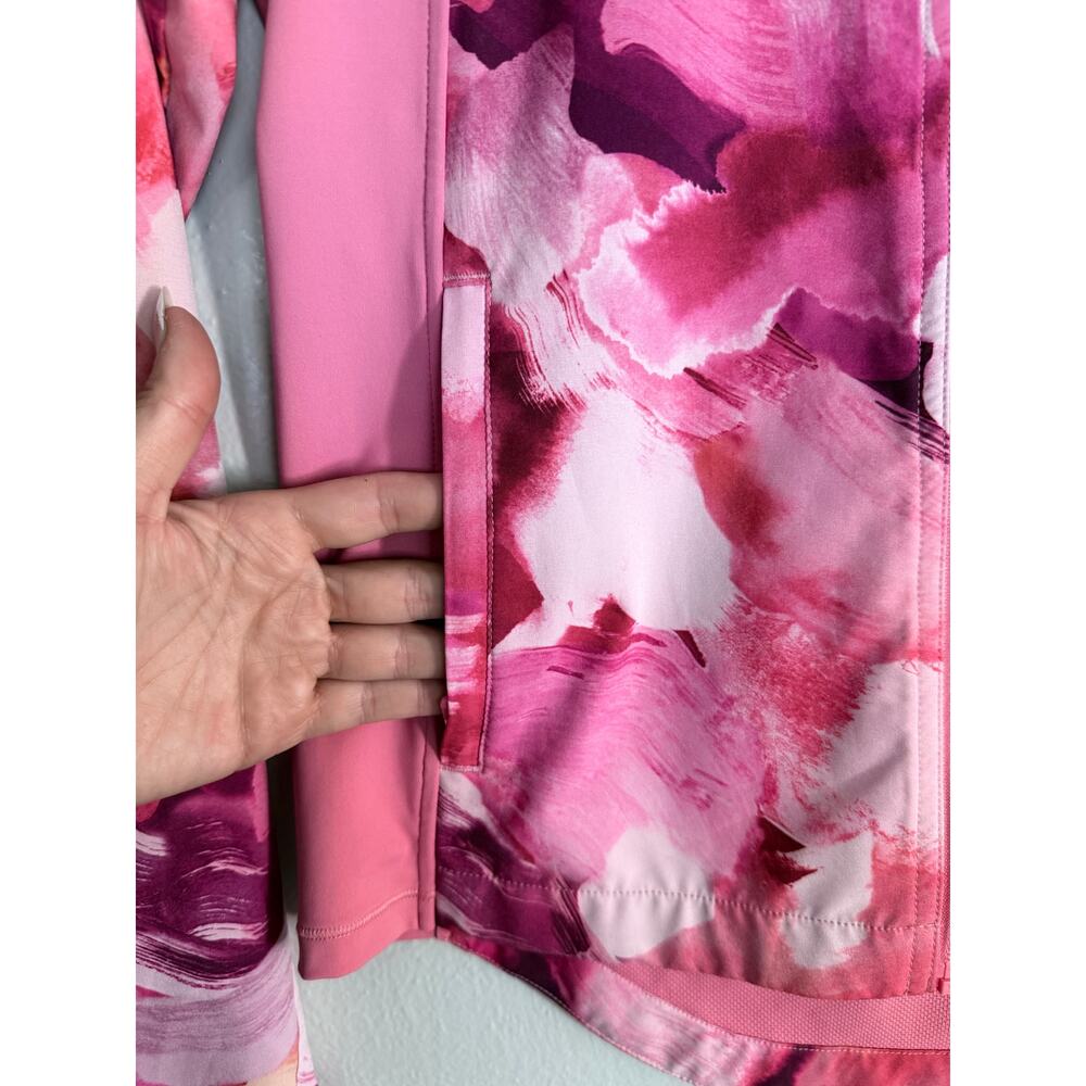 ATHLETA Run with It pink orange painted energy abstract zip up athletic jacket - Picture 7 of 11
